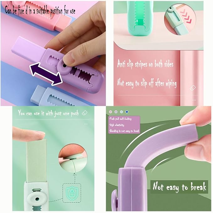 6Pcs Pastel Pencil Rubber Erasers Sliding Retractable Eraser Rectangular Push - Image 3
