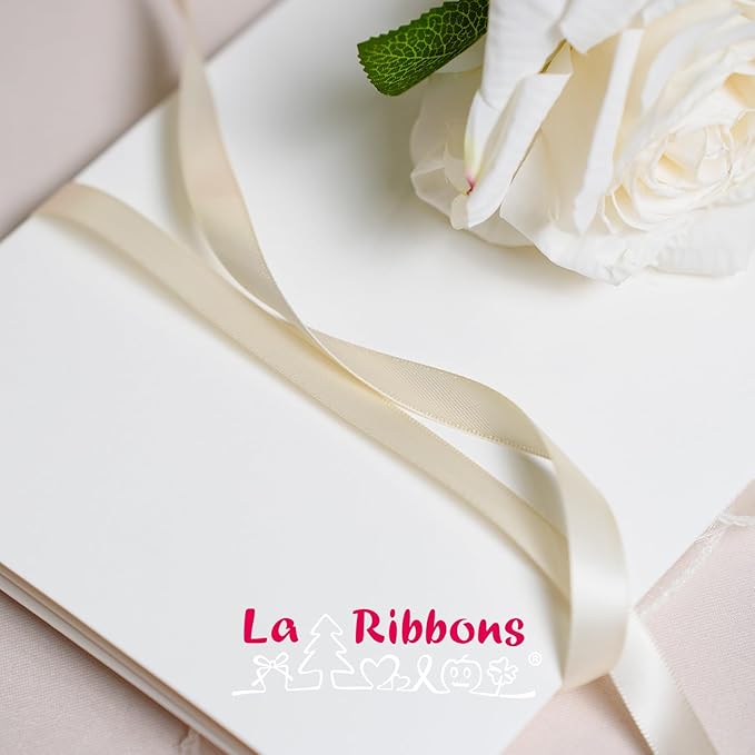 LaRibbons 3/8 Inch 50 Yard Double Faced Satin Ribbon, Ivory Small Satin Craft - Image 2