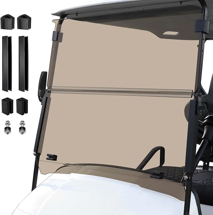 Golf Cart Foldable Windshield 3/16" (5MM) Thicken for 1995-2013 EZGO TXT & Medalist, 40.75" W×33.85" H, Fits 3/4" Rail Front Folding Windscreen Glass Scratch-Resistant, Shatterproof, Anti-UV