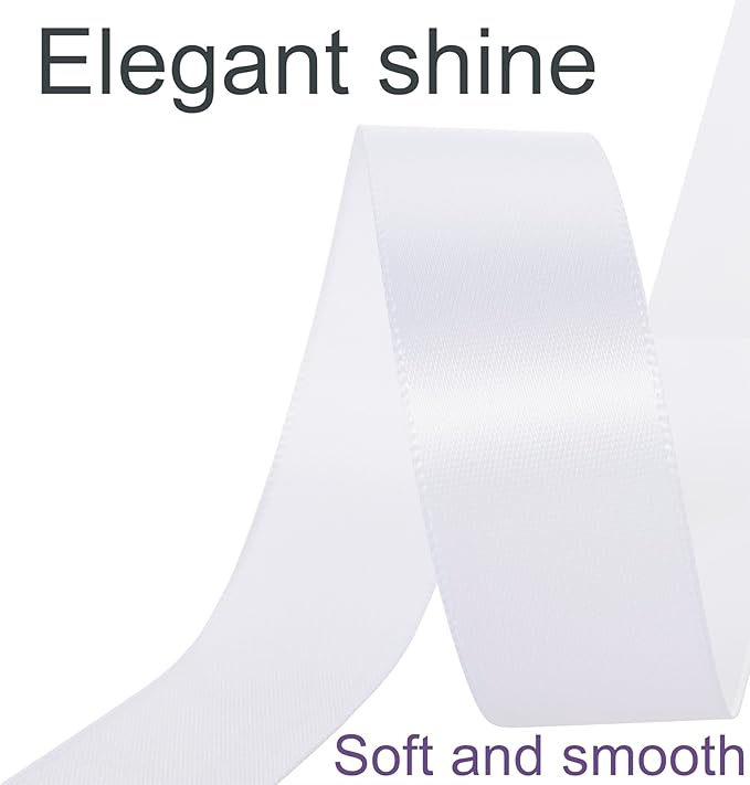 1 Inch White Ribbon, 50 Yards Craft Polyester Satin Ribbon Perfect - Image 3