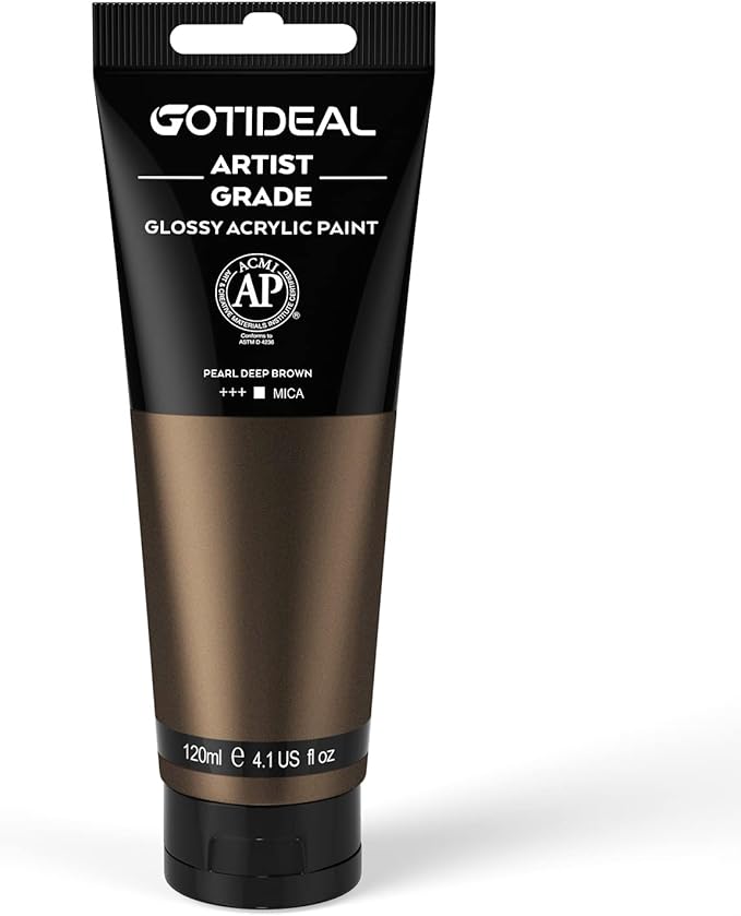 GOTIDEAL Metallic Acrylic Paint Pearl Deep Brown Tubes Non Toxic Non Fading by GOTIDEAL
