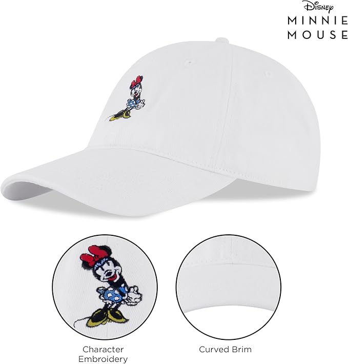 Disney Women's Baseball Cap, Minnie Mouse Adjustable Hat for Adult