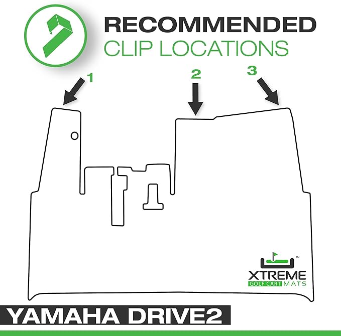 Xtreme MATS Yamaha Compatible Golf Cart Mat, Full Coverage Golf Cart Floor Liner Mat - Compatible with Yamaha Adventurer (2007-2017), G29, YDR, & Drive (Gen1) Models Only - Black with Green Trim