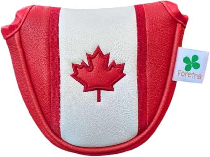 Foretra Driver Headcover Golf Club Covers Blade Mallet Putter Cover Alignment Stick Holder Hybrid Fairway Wood Head Cover Canada Flag Style Novelty Golf Accessories for Most Brands