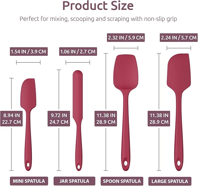 Heat Resistant Silicone Spatula Set: U-Taste 600ºF High Temp Seamless Food - Image 2