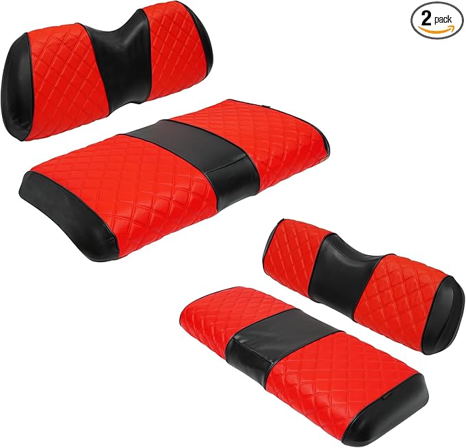 XUANYUDG0769 Golf Cart Front and Rear Seat Covers for Club Car Precedent 2004-up OEM Ordinary Front Seat and Aftermarket Common Rear Seat Kits, No Stapler Vinyl Leather Diamond Club Car Seat Covers