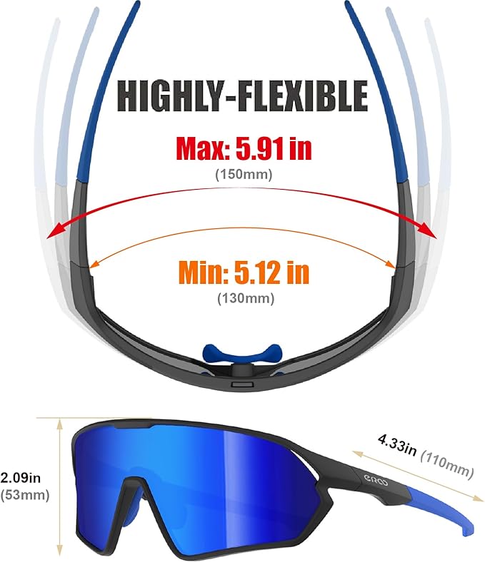 Youth Baseball Polarized Kids Sunglasses for Boys Girls Age 6-12 with Carrying Case Cycling Softball Padel Lightweight
