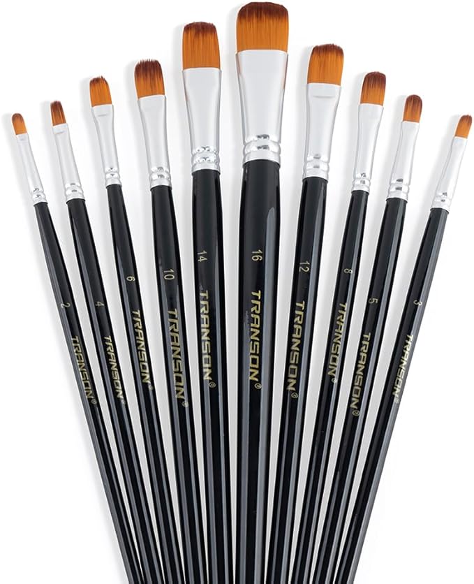Transon Synthetic Filbert Paint Brush Set 10pcs by Transon