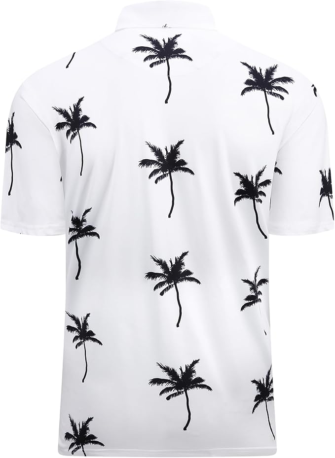 Alex Vando Mens Golf Shirt Moisture Wicking Quick-Dry Print Performance Polo Shirts for Men