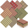 Hahafelt 10 Pcs 18"x22" Christmas Plaid Fat Quarters Gingham Fabric Bundle