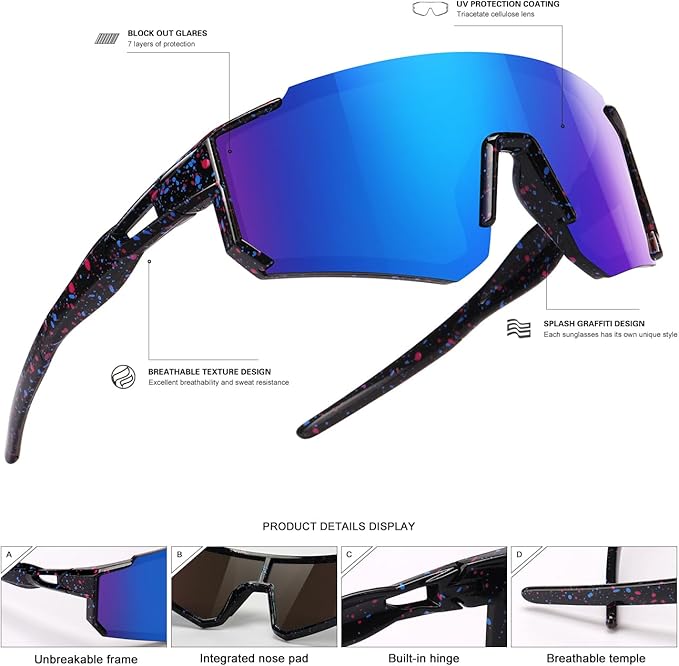 SEKKAF Youth Baseball Sunglasses Kids Sports Sunglasses for Boys Girls Softball Cycling Glasses UV400 Protection