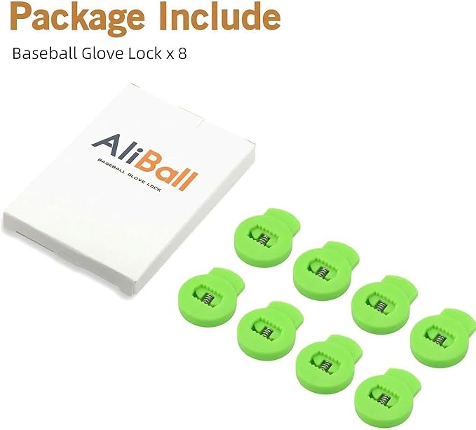 AliBall Glove Locks, Lace Locks for Baseball Glove 8 Pack, Never Need Thying Knots Again, Strong Elasticity, Made Plastic and Springs, Fits All Gloves, Baseball Gloves Accessories
