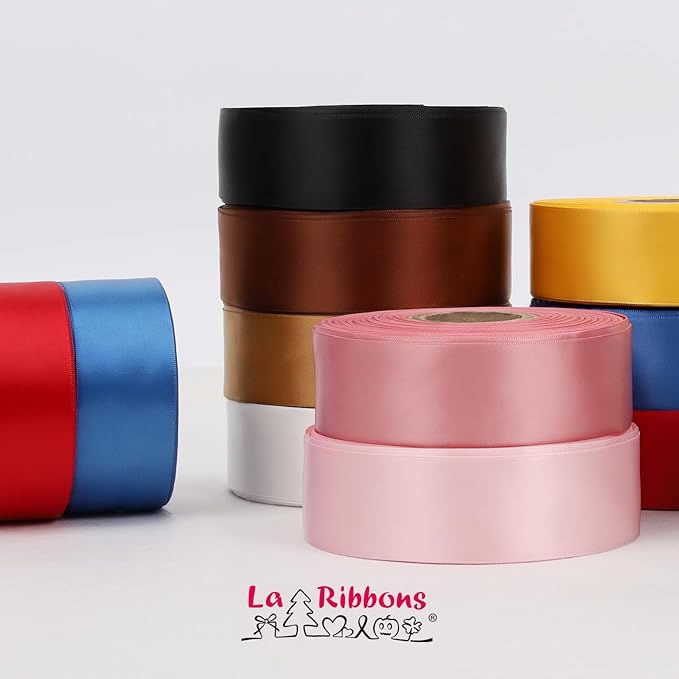 LaRibbons 1 1/2 Inch 50 Yard Double Faced Satin Ribbon, Dust Pink Satin Craft - Image 7
