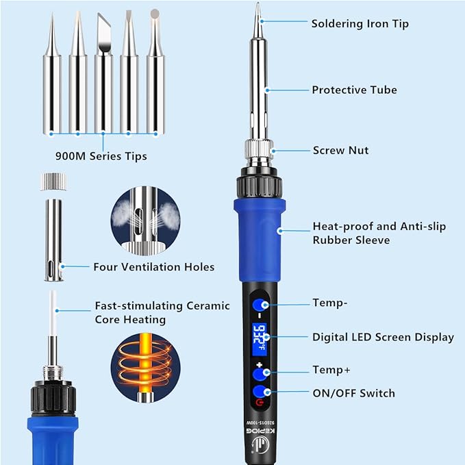Soldering Iron Kit, 100W High-Power LCD Digital Soldering Iron, Circuit Board - Image 5