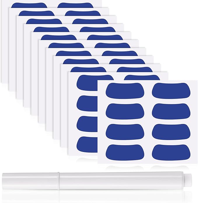 Sumind 48 Pairs Eye Strips Sports Eye Stickers Breathable Strips with 1 White Pencil for Baseball Football Softball Fans on Game Day (Blue)