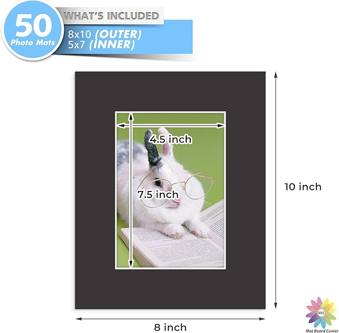 Mat Board Center, 8x10 for 5x7 Black Mats - Image 3