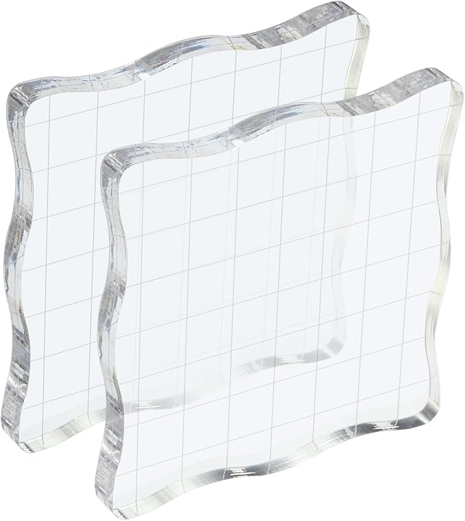 PATIKIL 3" x 3" Acrylic Stamp Block, 2 Pack Clear Stamping Block by PATIKIL