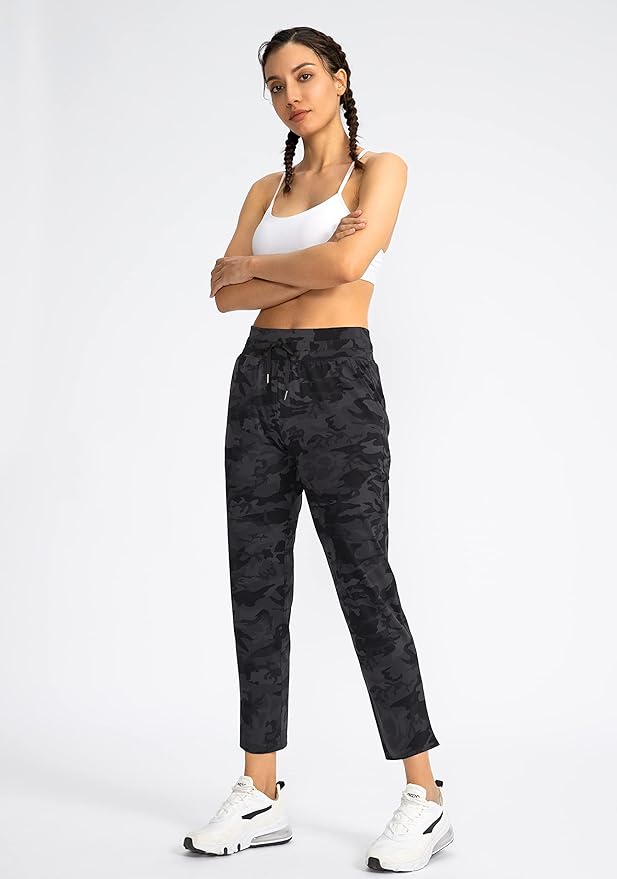 Soothfeel Women's Pants with 4 Pockets 7/8 Stretch High Waisted Sweatpants Travel Athletic Work Golf Pants for Women