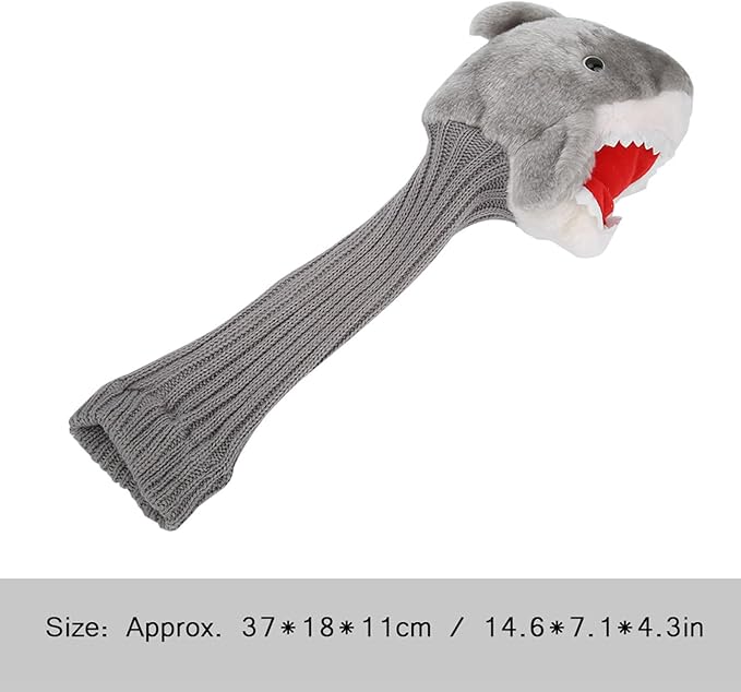Tiiyee Shark Golf Head Cover, Animals Driver Headcover 3 5 Wood Putter Club Protector Funny Cartoon Plush Cloth Stylish Protection Long Neck for Adults Kids Golfer Men Women Lovers Gift Accessories