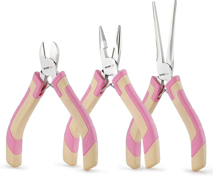 3 PCS Mini Pliers Set, Diagonal and Long Nose, Small Plier Tool by WISEPRO