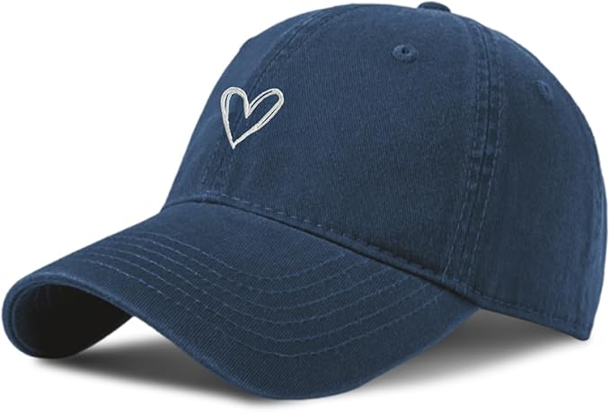 Pairxily Vintage Heart Embroidered Baseball Cap Distressed Adjustable Hat for Women Low Profile Dad Hats Unisex Cotton Cap