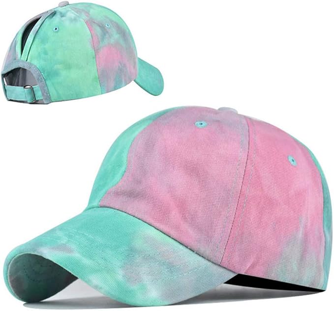 Criss Cross Hat Washed Distressed Baseball Cap Ponytail Hat High Messy Bun Ponycap for Women
