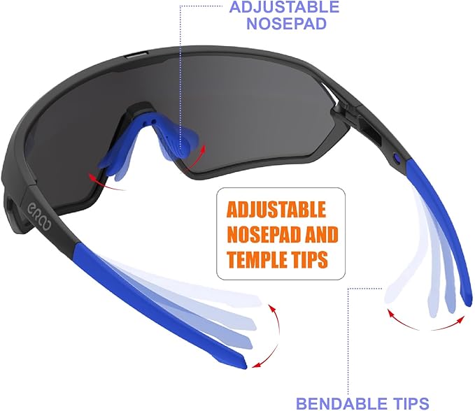 Youth Baseball Polarized Kids Sunglasses for Boys Girls Age 6-12 with Carrying Case Cycling Softball Padel Lightweight