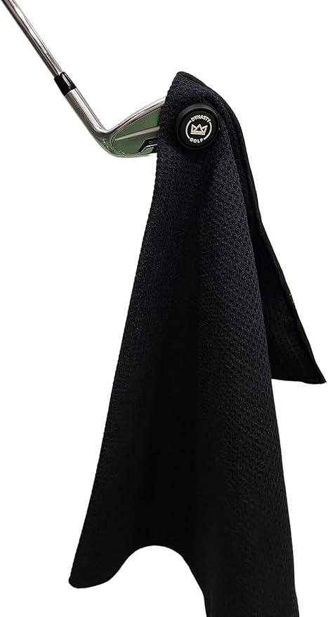 Dynasty Golf Magnetic Golf Towel, 17" x 12.5" Waffle Microfiber Golf Towel with Magnet for Ball and Club Cleaning, Quick Pickup During Play