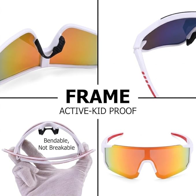 Kids Baseball Sunglasses - Youth Baseball Sunglasses for Toddler Boys Girls - Sports Softball Shades Age 3-10