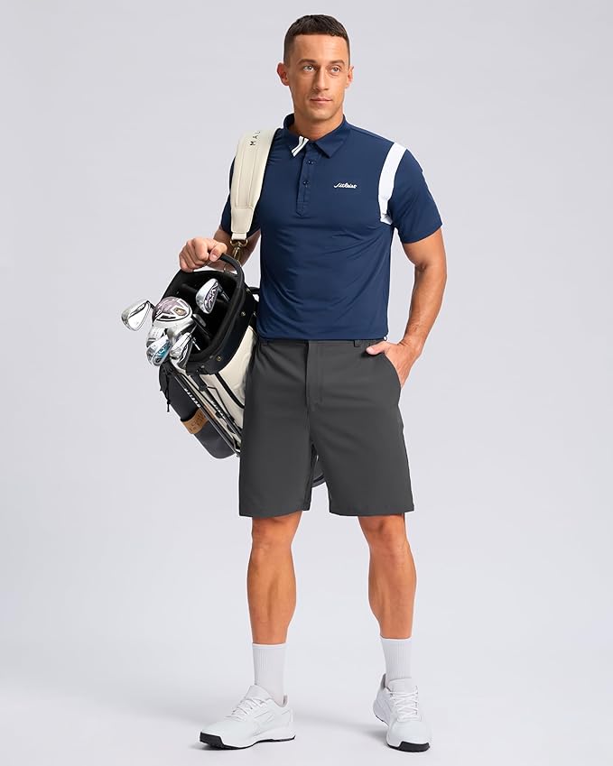 Pudolla Men's Casual Shorts 7"/9"/5" Lightweight Golf Shorts with 3 Pockets Stretch Quick Dry Comfy Work Shorts