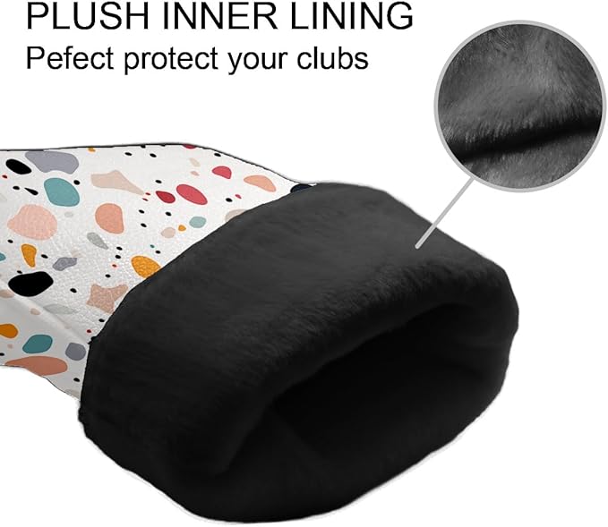 Golf Headcovers Fits Driver Hybrid Fairway 3/5 Wood, Waterproof PU Leather Golf Club Protector, Ideal Sports Accessories & Golfer Gift Colorful Geometry