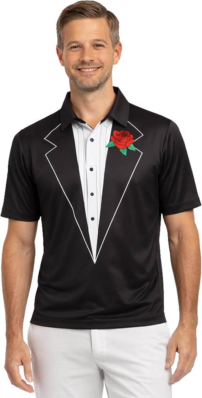 Tipsy Elves Men's Performance Golf Shirt - 4-Way Stretch, Quick Dry, Athletic Cut - Golf Polo