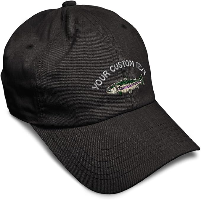 Custom Soft Baseball Hat Embroidered Dad Hat Fish Rainbow Trout Men & Ladies Baseball Cap Cotton
