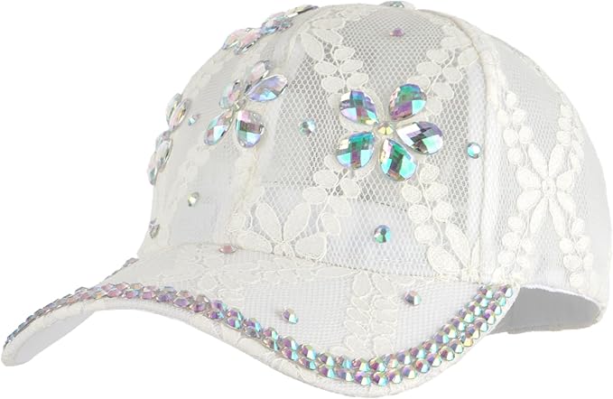 Hoce Fashion Rhinestone Denim Baseball Cap Studded Bling Hat for Women