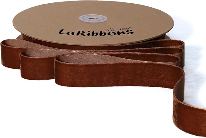 LaRibbons Thin Velvet Ribbon 1 Inch x 25 Yards, Gift Wrapping, Wreath Bow by LaRibbons