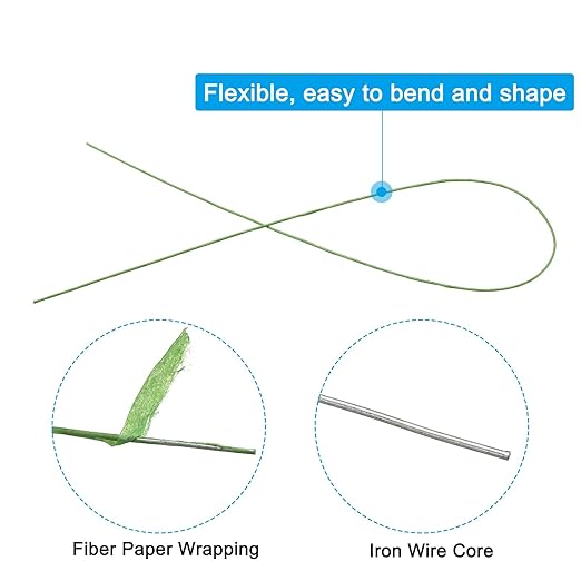 PATIKIL 24 Gauge 16" Floral Stem Wire, Light Green - Image 3