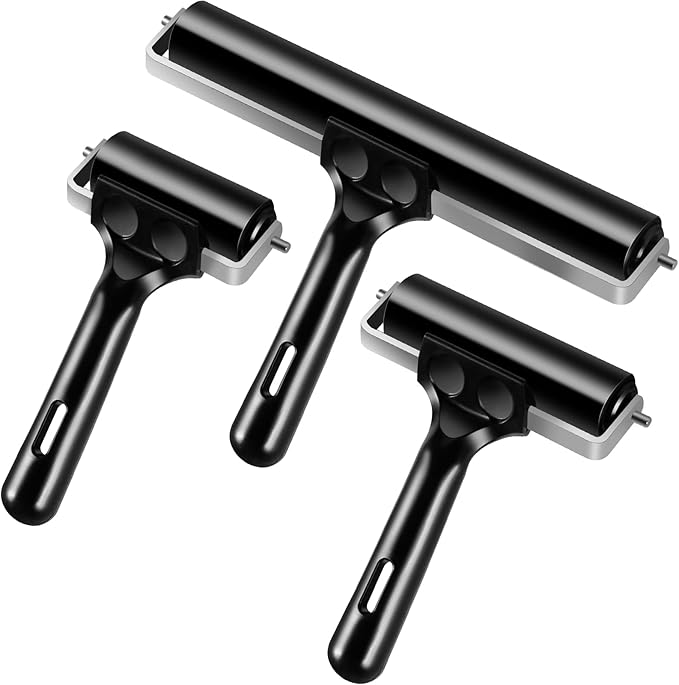 3 Pack Brayer Rollers for Crafting, Vinyl Rubber Roller Brayers, Printmaking by CHIVENIDO