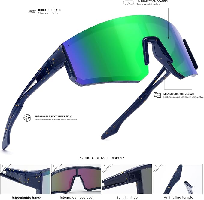 SEKKAF Youth Baseball Sunglasses for Boys Girls Age 6-12 Softball Cycling Sports Sunglasses for Kids Lightweight Frame
