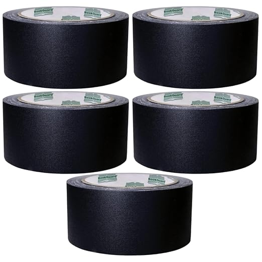 BookGuard 2 Inch Black Bookbinding Tape, Vinyl Coated Cotton Cloth Tape by ChromaLabel