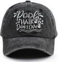 Pool Hair Don't Care Hat, Funny Adjustable Embroidered Pool Decor Baseball Cap for Women Men