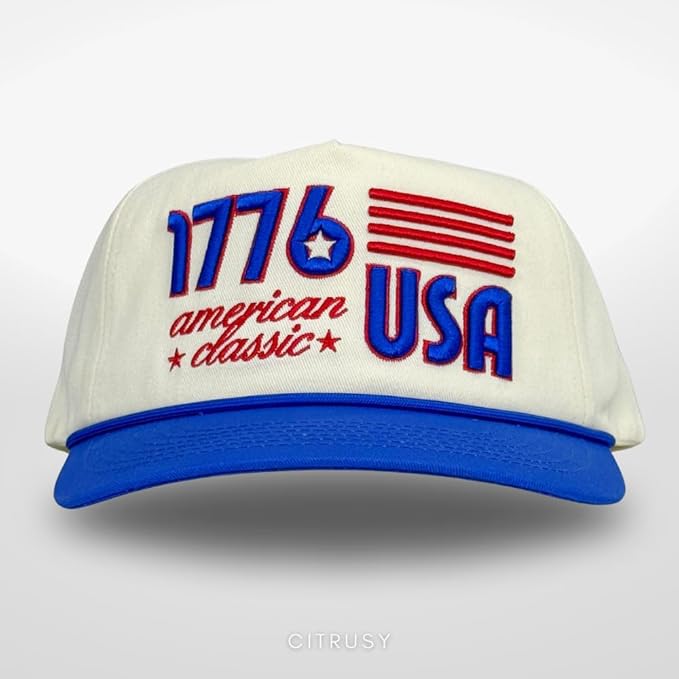 Vintage Low Profile Unstructured Hat | Cotton Flat Bill Snapback Rope Hat | Men & Women’s Hiking Fishing Running Golfing Hat