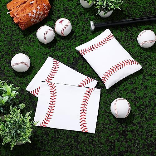 Eccliy 20 Pcs Baseball Makeup Bags Bulk Baseball Mom Gifts Sport Bags for Snacks Sport Goodie Pouch with Zipper Travel Canvas Gifts for Women Players Teams Lover Birthday Decorations