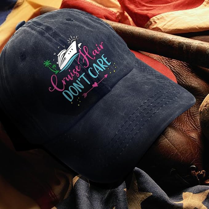 Cruise Adjustable Washed Cotton Baseball Cap, Funny Boat Retro Trucker Hat Gift for Men Women Dad Husband Crewman