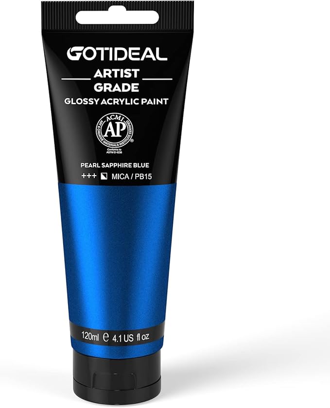 GOTIDEAL Metallic Acrylic Paint Pearl Sapphire Blue Tubes Non Toxic Non Fading by GOTIDEAL