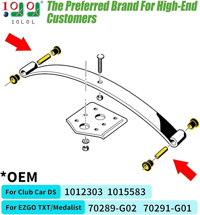 10L0L Golf Cart Rear Spring Bushing Kit for EZGO TXT & Medalist 1994-up, Club Car DS 1981-up