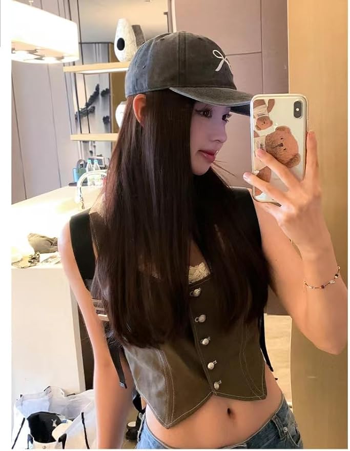 Sumleno Womens Trendy Cute Bow Baseball Cap Y2k Aesthetic Preppy Sun Cap Hiking Travel Trucker Hat Accessories