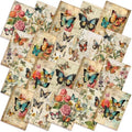 Hahafelt 10 Pcs Vintage Butterfly Quilting Fabric Square 18 x 22 Inch Retro Butterfly Floral Quilted Fabric Bundle Multicolor Precuts Printed Patchwork Supplies for Holiday DIY Sewing Craft