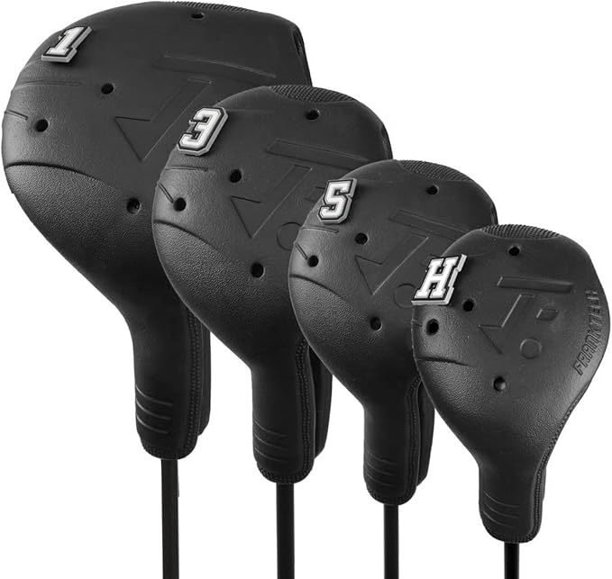 Snap-On Golf Club Covers for Right-Handed Golf Clubs, Easy On Off in 1 Second, Fits 460cc Drivers, Washable EVA Plastic with Shaft Lock, DIY Pins for Customization