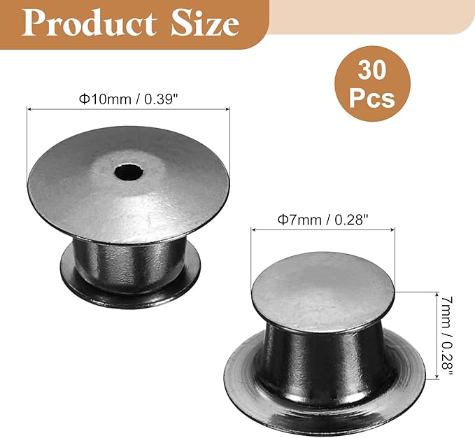 uxcell 30Pcs Metal Locking Pin Backs, Pin Keepers Locking Clasp Flat Head Clamp - Image 2