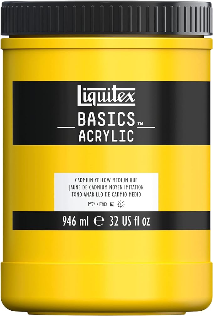 Liquitex BASICS Acrylic Paint, 946ml Jar, Cadmium Yellow Medium Hue by Liquitex